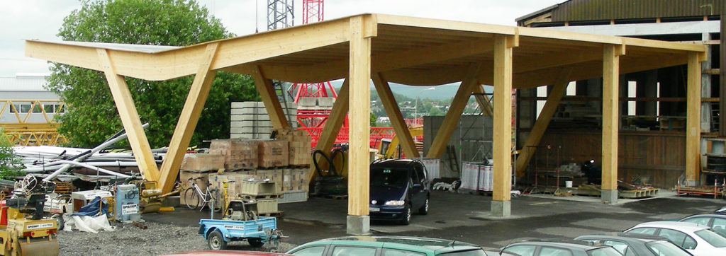 Herstellen und aufrichten eines Unterstandes